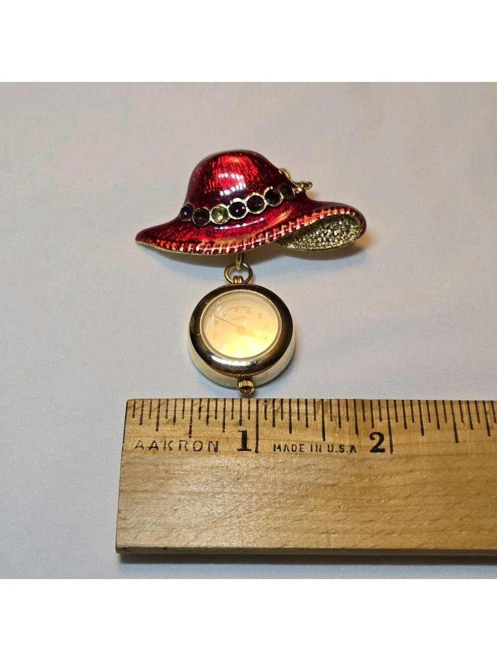 Red Hat Lady Society Jewelry Brooch And Watch Combo EUC